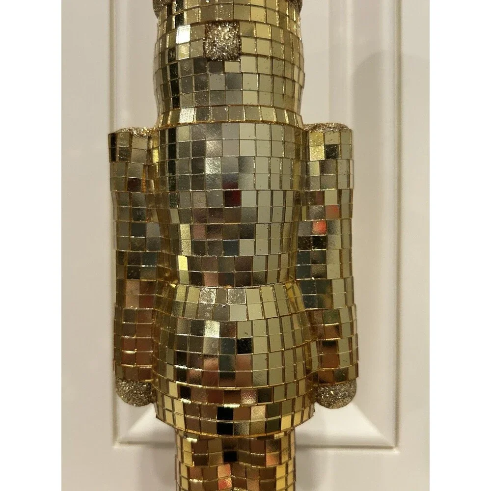 Ashland Mirror Disco Ball Nutcracker Gold Glass Christmas Decor 12in